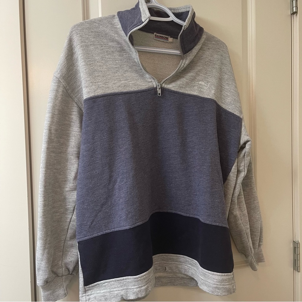 Grey zipper crew neck